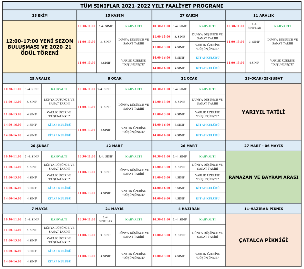 2021-2022 YILI SEMİNER PROGRAMI